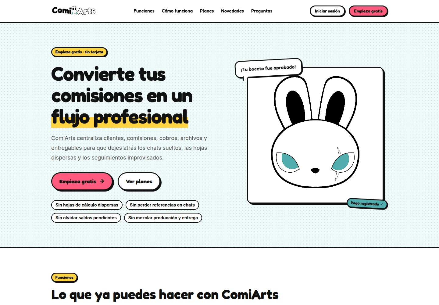 Página de inicio de ComiArts