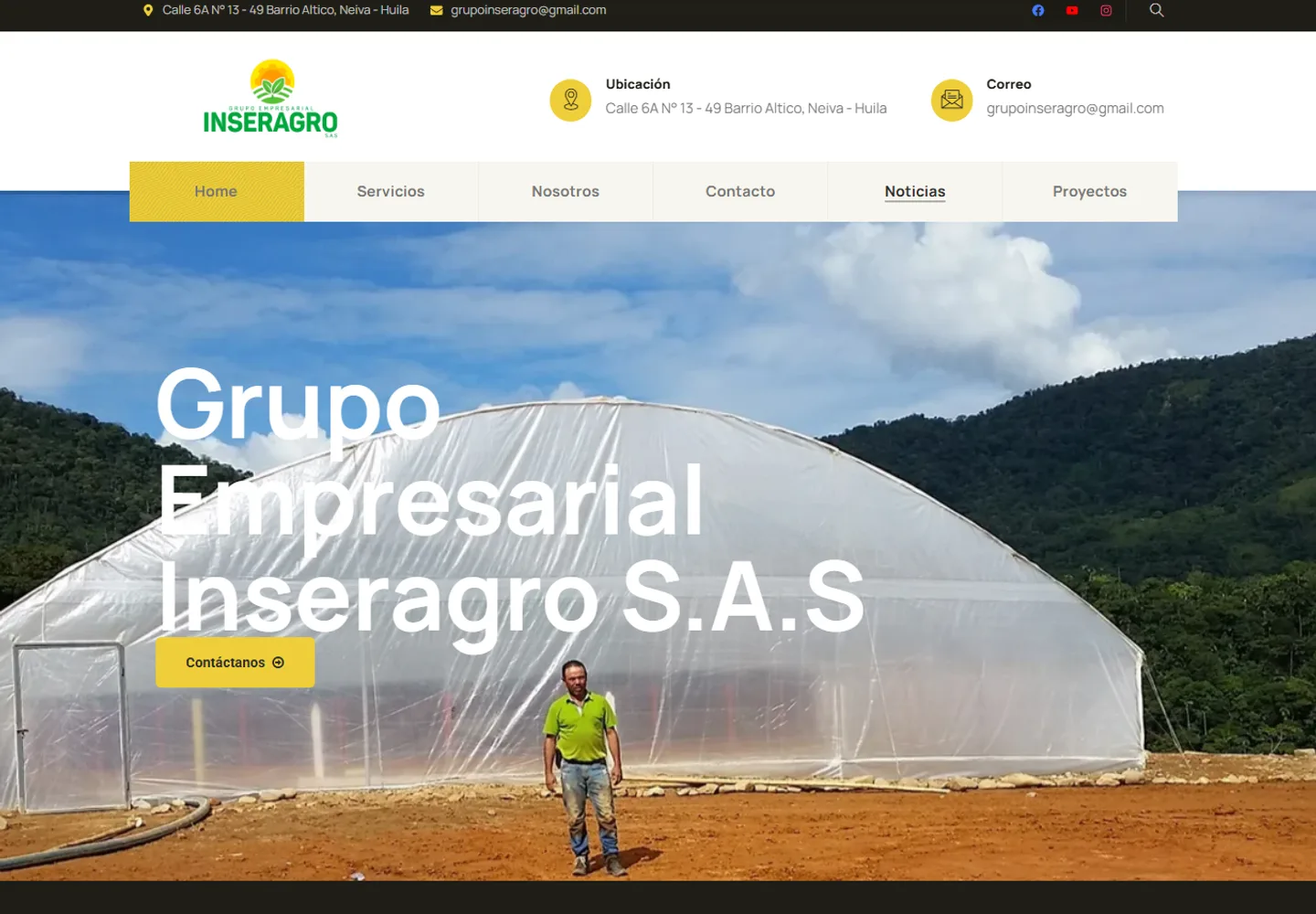 Página de inicio de Grupo Empresarial Inseragro S.A.S